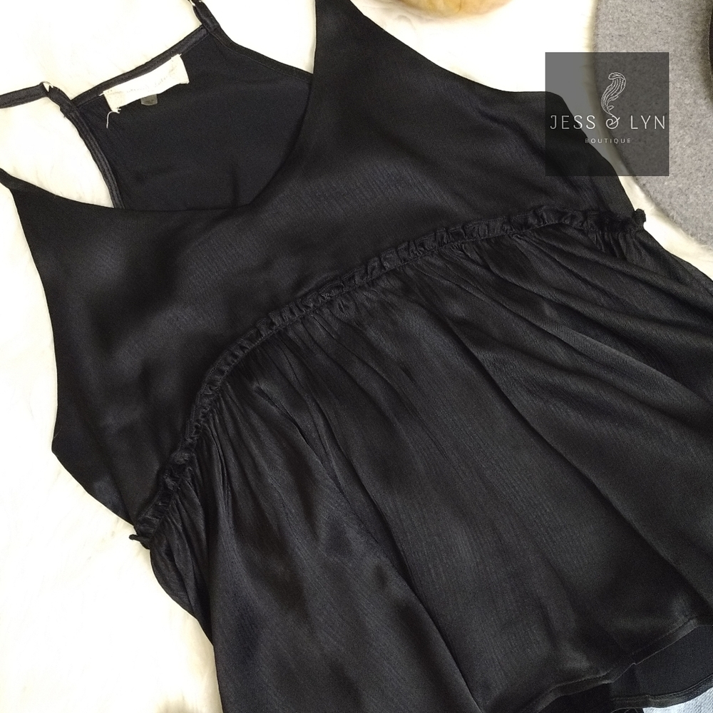 🆕 Black Flowy Babydoll Boho Tank w/Adjustable Straps - Picture 16 of 16